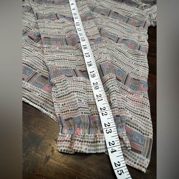 Calypso St Barth Boho Spotted Print Tie Neck Long Sleeve Peasant Blouse Sz S - Picture 8 of 11